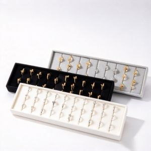 WAPKTY Bề nhung Khay trưng bày trang sức Màn hình hiển thị tại quầy 10 khe cắm Hộp đựng bông tai Lớp lót mềm mại Giá đỡ nhẫn Quầy bán trang sức
