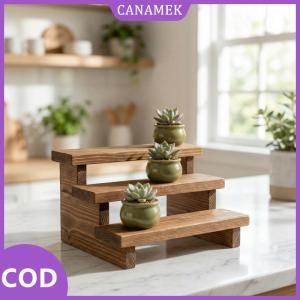 CANAMEK✨ Mini Dollhouse gỗ Kệ ba lớp hoa đứng nhà máy giá cho cảnh vườn trang trí nội thất bộ sưu tập