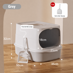 Cat Litter Box Large Space Pet Toilet With Scooper Fully Enclosed Deodorization Thicken Poop Tray