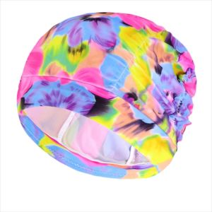 FIGHTINPC Girl Water Sport Flowers Printed High Elastic Bathing Caps Long Hair Swimming Hat Swimming Cap Swim Pool Hat Diving Hat