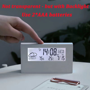 ININ Backlight LCD Electronic Table Clock Hygrometer Transparent Alarm Clock Creative Electronic Digital Display Muti-funcition Alarm Clock Mini Digital Clock