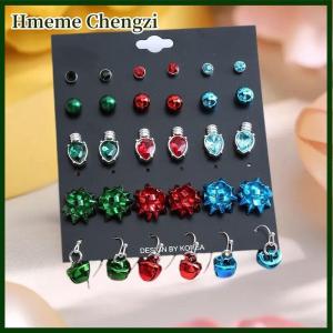 Hmeme 9 15 Pairs Fashion Womens Christmas Earrings With Rhinestone Bell And Snowflake Designs Party Holiday Wear Gift Elegant Jewelry