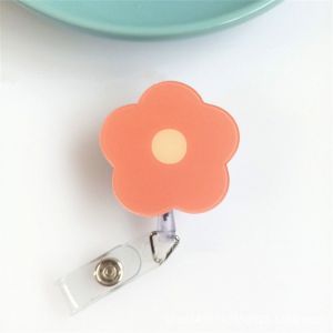 GIORGIONE Flower Nurse Badge Reel Chest Card Name Tag Retractable Badge Holder Kawaii Colorful Easy Pull Buckle Office School Supplies
