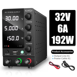 KUAIQU DC Power Supply Variable 30V 10A ปรับ Switching Regulated DC Bench Power Supply พร้อมสวิตช์เอาต์พุตจอแสดงผล LED 4 หลักความแม่นยําสูง Benchtop Lab Power Supplies