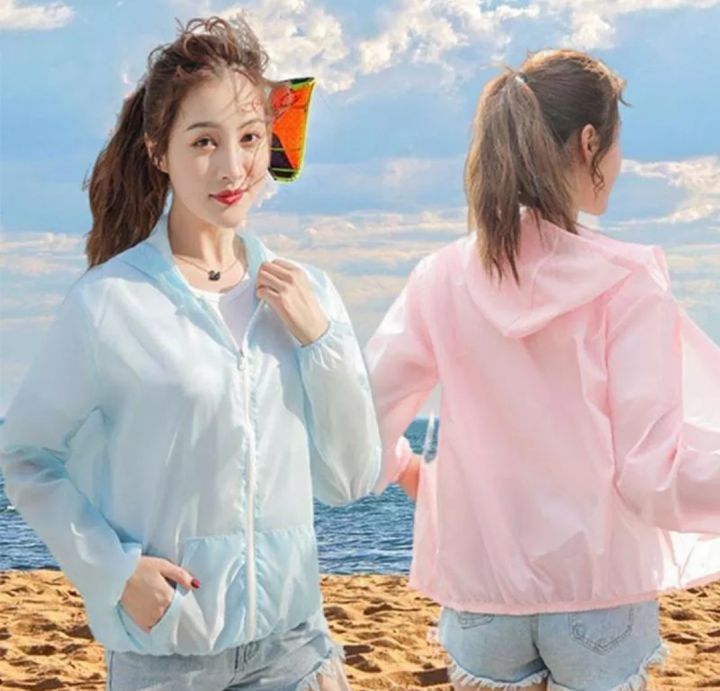 Breathable Transparent Sunscreen Coat Fashion clothing Transparent Sun  Protection Clothing Women Zipper Hooded Quick Drying Anti Uv Jacket Outdoor 