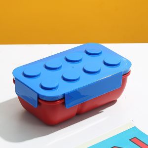 Kids Building Blocks Lunch Box DIY Student Picnic Fruit Salad Bento Box Portable Food Storage Box