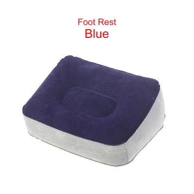 IsALifestyle PVC Flocking Inflatable Footrest Pillow Long-Distance Flight Portable Relax Cushion Sleeping Pillow Foot Rest with Hand Pump