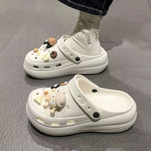 [Free Shipping] Puff Cross Clogs Extra-Thick Sole Popular EVA Clogs Height-Increasing Non-Slip Cartoon Clogs