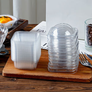 50pcs Dessert Packaging Box Thick Covered Square Packaging Box Egg Yolk Cake Packaging Box Transparent Packaging Box Baking Packaging Box Dessert Packaging Mooncake Packaging Box