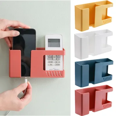 Double Grid Wall-mounted Storage Box Remote Controller Storage of sundries Organizer Mobile Phone Charging Holder Multifunction Wall Mounted Holder