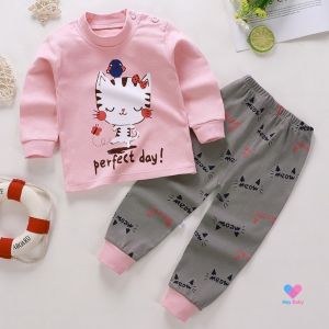 ชุดเสื้อแขนยาว+กางเกงขายาว อายุ 6 เดือน - 4 ปี ผ้า cotton ชุดเด็กผู้ชาย ชุดเด็กผู้หญิง ชุดนอน เสื้อผ้าเด็ก kids clothes boy girl clothes OK135