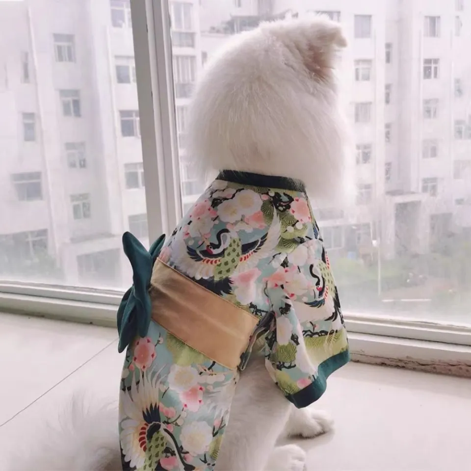 HAIAN Decorative Pets Printed Kimono Cloth With Bowknot Dog