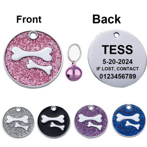 Free Personalized Dog Cat Tags Pet ID Name Collar Tag Pendant Pet Accessories Bone Pendant