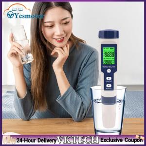 【Local Shipment】เครื่องวัดคุณภาพน้ำพกพา 5-in-1 ดิจิตอล TDS EC pH ความเค็ม อุณหภูมิ สำหรับใช้ในครัวเรือนและห้องปฏิบัติการ