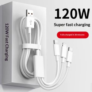 3-in-1 240W cực nhanh sạc cáp cho iPhone Android Type-C 3M siêu sạc dây đồng bộ dữ liệu
