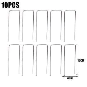 50Pcs U-type Garden Staples Heavy-duty Fence Tubing Stakes Sod Pins Galvanized Landscape Spike for Holding Lawns Barrier Ground Nail