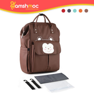 HamshMoc Stylish Baby Diaper Backpack Large Capacity with Changing Mat Waterproof Mommy Bag Multifunctional Stroller Hanging Bag with Insulated Bottle Pockets