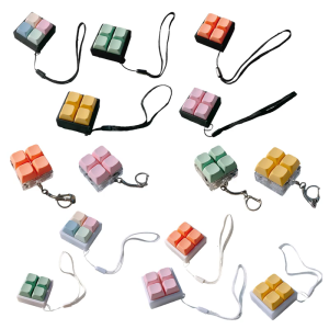 Stress Relief Mechanical Toy Keychain Durable 4 Button Portable Anxiety Sensory Relaxation Desk Toy For Adults Kids