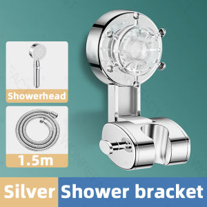 Bathroom Punch Free Shower Bracket Bathroom Shower Head 1.5m Hose Set Wall Mounted Bracket 360° Adjustable