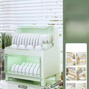 Double Layers Kitchen Dish Rack  Multi-functional Kitchen Storage Box