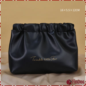 FinDee กระเป๋าเครื่องสําอาง แบบบีบเปิดพกพาสะดวก หนัง PU กระเป๋าเก็บของ Makeup bag