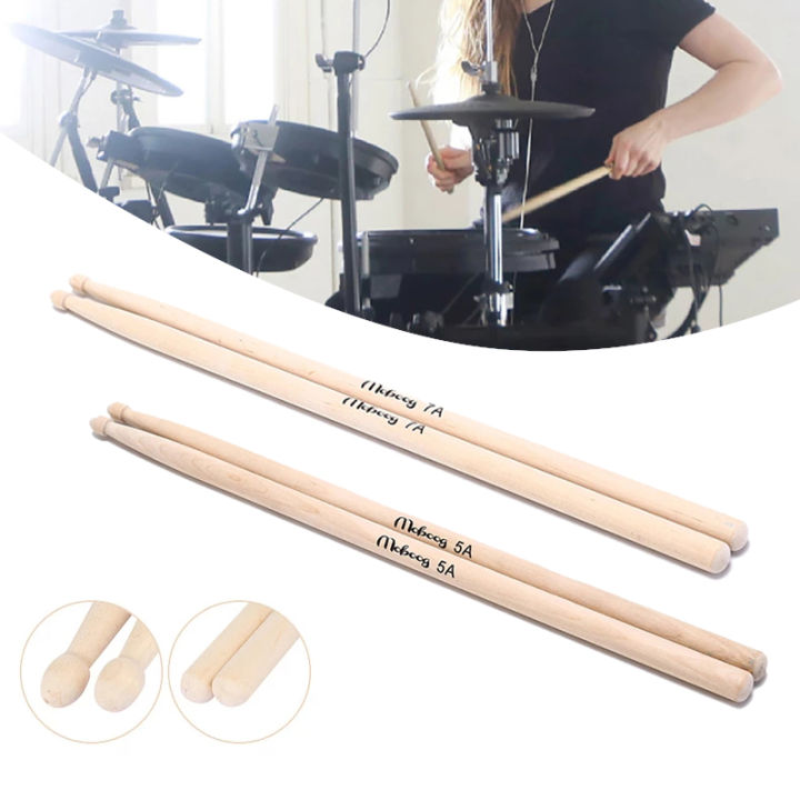 ไม้กลอง5A/7Aไม้ตีกลอง Drum Sticks Headสำหรับเด็กWooden Drumstick 1Pair MY149 Lazada.co.th