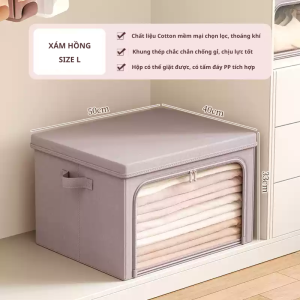 (Giặt được) Hộp đựng đồ đa năng có nắp chất liệu Cotton khung PP cửa trước vải lưới và khung thép cao cấp TD115