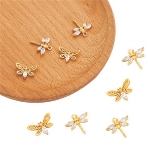 1PC Fashion Cute Butterfly Dragonfly Charm 18K Gold Plated Brass Pendant With Zircon Stone For DIY Necklace Earring Jewelry Making