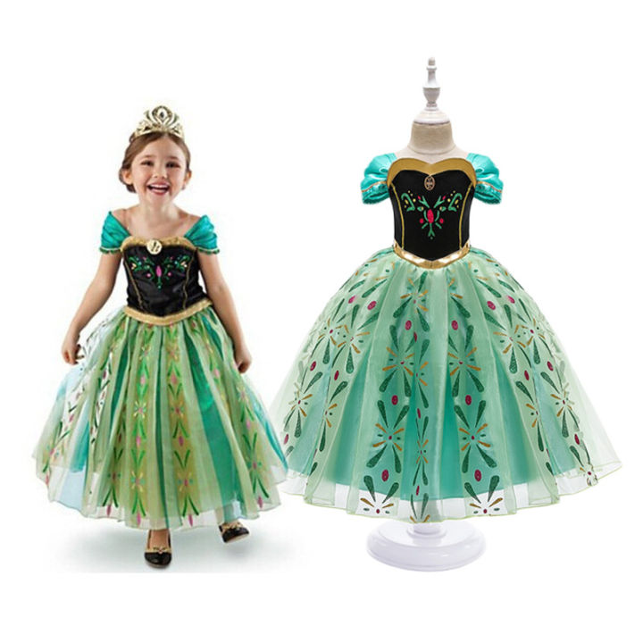 frozen fever elsa green dress J929 spring whole set 2.6 meter cape adult women Made from top Disney Princess Dress Elsa Green