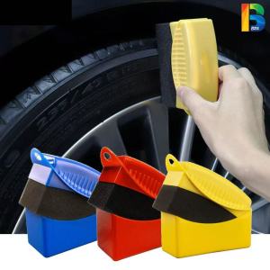 Car Tyre Waxing Sponge with Cover Tire Polishing Cleaning Wheel Wash Pad Span Tayar Brush Tool