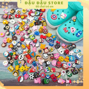 Combo 5 sticker dán dép - Phụ kiện nút giày Crocs Jibbitz đơn giản dễ thương cho dép khủng long dép bít đầu Đậu Đậu