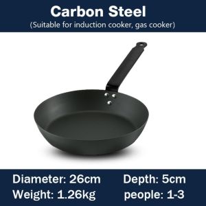 AODDO Không tráng phủ Chảo gang Thép carbon Phẳng Chảo trứng Bền bỉ Dụng cụ nấu ăn nhà bếp Chảo chiên bít tết Bếp từ gas
