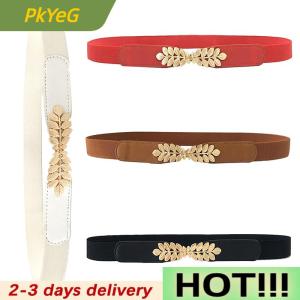 PkYeG 1PC Versatile Dress Apparel DIY Accessories Fashion Women PU Black White Waist Band Thin Elastic Waist Belt