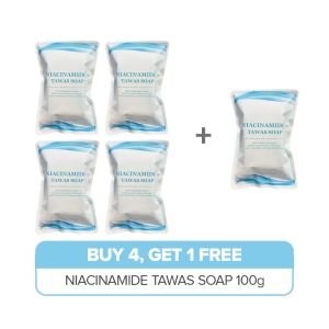 4+1 | NIACINAMIDE TAWAS SOAP WITH FREE MESH 100g | Body Soap Fights Body Odor