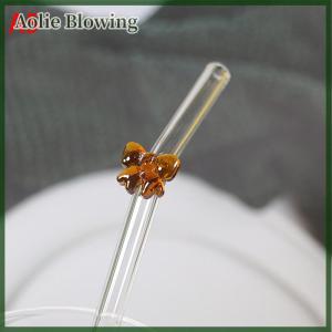 Aolie หลอดแก้ว8มม. 1ชิ้นหลอดดูดน้ำแบบนำกลับมาใช้ใหม่ได้ลายผีเสื้อน่ารักทนความร้อนสำหรับงานเทศกาลปาร์ตี้งานแต่งงานค็อกเทลบาร์ชายหาด