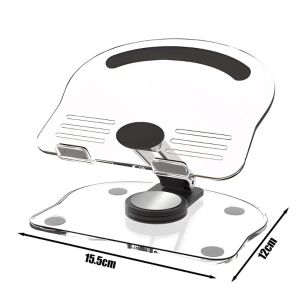 360° Rotating Foldable Tablet Stand Transparent Acrylic Tablet Stand Anti-Slip Mobile Phone Stand Aluminum Alloy Cute Kitten Shape Desk Stand