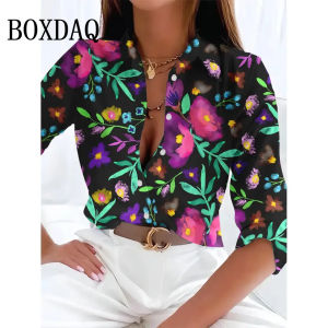 Hot Ladies Shirt 3D Printed Long Sleeve Loose Shirts Casual Fashion Tops Vintage Flowers Button New Women Blouses Spring Clothes