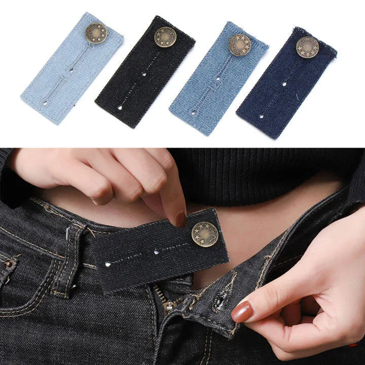 1PCS Men Women Adjustable Waistband Denim Jeans Waist Extension Snap Pants  Extenders Buttons Sewing Accessories Clothes Fastener