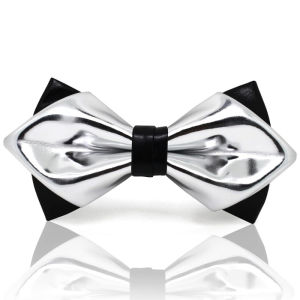 Exclusive Designer Fashionable Gold  Pu Leather Pointed Luxury Bow Tie Bright Nightclub Bowtie Gifts for Men Accessories2026