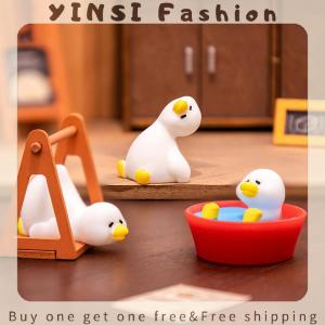 YINSI Miniatures Figurines Cute White Duck Animal Micro Landscape Ornaments For Home Desk Decoration Gardening Accessories