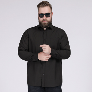 [Plus Size] 12XL 10XL Mens Solid Color Long Sleeve Shirts   Black White Lapel Loose Business Casual Oversized Male Super Big Clothing