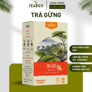 Trà Gừng Kích Thích Tiêu Hóa Nhuận Tràng Làm Ấm Giảm Ho Cảm | Hộp 30 gói x 3g Túi Lọc Teabox