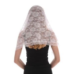 1 PCS Ladies Lace Hollow Headband Half Round Flower Solid Color Transparent Retro Style Headscarf Photography Props
