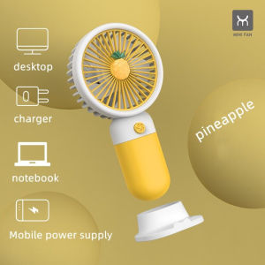Mini Fan Rechargeable Mini Travel Outdoor Fan with powerbank for school Cooling Fan USB Portable Office Student With Mobile Phone Stand Portable Travel Handheld USB Fruit Outdoorfan