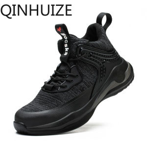 QINHUIZE New work safety shoes anti-smashing and piercing steel toe caps mens work shoes middle cut protection work safety boots