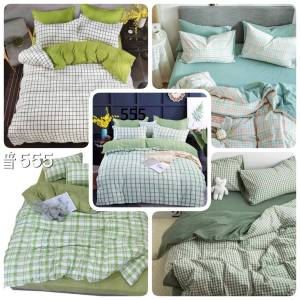 ชุดผ้าปูที่นอนครบชุด 6 ชิ้น รวม ลายสก๊อต เนี่ยวทรัพย์ เนี่ยวสายมู สีพื้น ลายตาราง 3.5 ฟุต/5ฟุต /6 ฟุต เก็บเงินปลายทาง สีเขียว