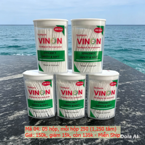 Sét 05 Hộp Mỗi Hộp 250 (tổng 1250 Tăm) Tăm Vinon Tăm Nha Khoa Sản xuất tại Việt Nam
