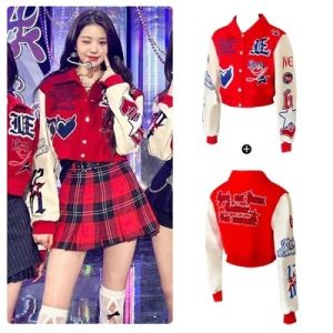 Korean Ive K-pop Stage Outfit Women Concert Outfits Hip-Hop Street Dancewear Performance Costume Baseball Jacket Loose