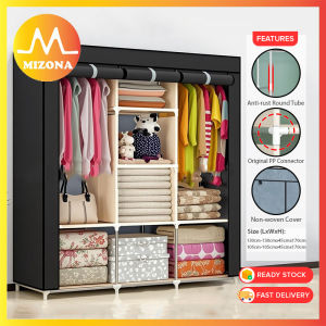 MIZONA Wardrobe Assembly Non Woven Cover Storage Reinforcement Clothes Organization Storage Rack Cabinet Bedroom Furniture Clothes Rack  Almari Tirai Dengan Laci Almari Baju