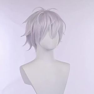 GEEBON Gojo Wig Short Gray for Anime Jujutsu Kaisen Cosplay Halloween Props Synthetic Fluffy Wig